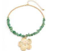 crayfomo Collier de gravier naturel irrégulier collier pendentif fleur accessoire bohème adapté pour les fêtes, festivals, anniversaires, vacances et la vie quotidienne