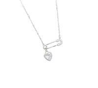 crayfomo Collier De La Clavicule En Acier Inoxydable Inspiré De Princesse (12g) Collier De Chaîne De Trombone De Charme De Coeur Des Femmes-zircon Cubique