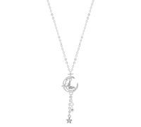 crayfomo Collier de lune pour les femmes, collier pendentif papillon argent avec pompon et breloque étoile, élégant chaîne réglable tous les jours bijoux cadeau