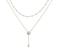 crayfomo Collier de perles de camélia, collier empilé à double couche, bijoux doux de luxe légers, adapté aux déplacements quotidiens des femmes et aux vêtements de
