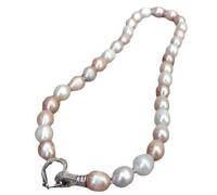 crayfomo Collier de perles en forme de dégradé rose et blanc avec un tempérament élégant, chaîne de clavicule, polyvalent pour les dates, les fêtes et les cadeaux