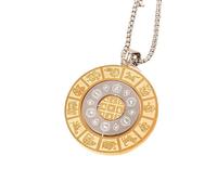 crayfomo Collier de Style Chinois pour Les Femmes Chinois Douze Zodiaco Pendentif Collier rétro Titane Acier Collier Or Disque Rond Pendentif Collier pour Hommes Femmes