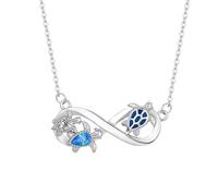 crayfomo Collier de tortue pour femme maman tortue de mer pendentif infini colliers bleu opale tortue océan vague bijoux vacances cadeaux pour femme