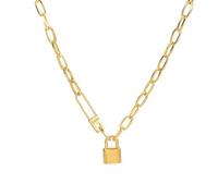 crayfomo Collier de verrouillage doré pendentif femme, amour chaîne épaisse en couches Design, gothique Street Style individualiste tendance accessoire, tenue quotidienne cadeau d'anniversaire