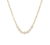 crayfomo Collier en acier inoxydable avec pendentif en forme de trombone en forme de cœur en zircon pour femme, doré et résistant au ternissement, réglable de 40 + 5 cm de longueur, léger 7,4 g à