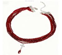crayfomo Collier En Cristal Rouge Multi-couche Croix, Style Punk, Micro-incrusté Tour De Cou, Chaîne De La Clavicule De Niche Personnalisé, Vêtements Assortis, Tendance Point, Pour Les Femmes