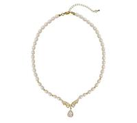 crayfomo Collier en forme d'aile de perles, goute d'eau de luxe légère Zircon Chaîne de clavicule, accessoire élégant, adapté aux femmes qui se rende au quotidien
