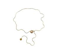 crayfomo Collier en Y en Lasso ondulé doré avec pendentif en perle, chaîne longue de 90cm, léger, design de goutte minimaliste, bijoux en couches pour femmes, vêtements de tous les jours et cadeaux
