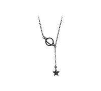 crayfomo Collier étoile planète noire pour femme, chaîne de clavicule élégante en forme de Y, cadeau pour anniversaire et Saint Valentin, usage quotidien