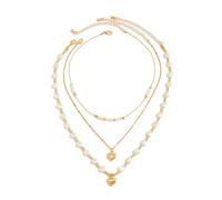 crayfomo Collier multi-couches coeur perle romantique coeur en couches chaîne accessoire élégant pour les femmes adapté pour les dates, les festivals et la vie quotidienne