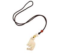 crayfomo Collier pendentif chat blanc doux et mignon, breloque en forme de chat de style apaisant, cordon tressé artistique, chaîne longue individuelle pour pull