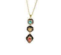 crayfomo Collier Pendentif Multicolore en Strass, Chaîne Dorée avec Trois Pendentifs Géométriques, Bijou à Longueur Ajustable pour Femme