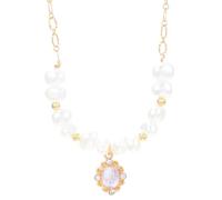 crayfomo Collier pendentif perlé de perle vintage avec Accent strass, chaîne en alliage d'or Choker pour les femmes, bijoux de mode élégante pour l'usure quotidienne et cadeaux