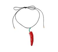 crayfomo Collier pendentif piment rouge pour femme, collier réaliste de fruits et légumes avec cordon noir réglable