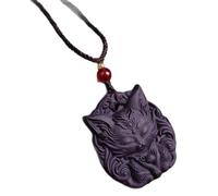 crayfomo Collier Pendentif Renard pour Femmes, Pendentif Bois Sculpté Parfumé, 38mm Charme Renard Bois Violet, Sculpté Main Bijoux Bohémiens, Animal Spirituel, Idéal pour Port Quotidien