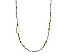 crayfomo Collier perlé en cristal violet, Style baroque Pierre et perle Accent titane acier RAS de cou, la dopamine inspiré des bijoux pour cadeau de fête quotidienne