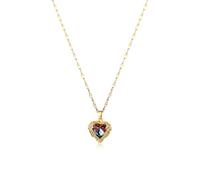 crayfomo Cœur d'ange de l'océan collier pour les femmes bleu-violet cristal ton or pendentif océan amour coeur en forme de collier bijoux cadeaux pour sa fête d'anniversaire début école