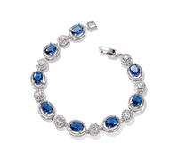 crayfomo Elegant Blue Zircon Bracelet for Women, Light Luxury, Retro Exquisite, Geometric Oval Bracelet, Temperament and Accessories,Classic Jewelry for Women in Silver Tone