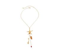 crayfomo Étoile de mer or pendentif collier pour les femmes Boho Long Sea Star océan sur le thème gland colliers été plage vacances déclaration bijoux