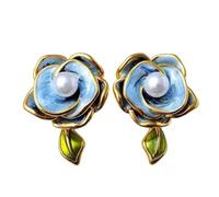 crayfomo Fleur d'or boucles d'oreilles-boucles d'oreilles grande déclaration Floral pour les femmes-Chunky bijoux cadeau