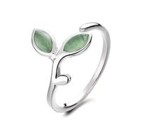 crayfomo Lady's Green Olive Leaf Ring, Adjustable Opening Plant Ring, Unique Jewelry and Charming Accessory for Parties