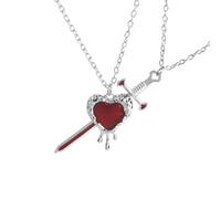 crayfomo Le thème sombre épée-coeur Couple collier cadeau d'anniversaire de la Saint-Valentin Unique tendance énervé unisexe-3