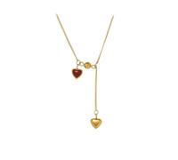 crayfomo Necklace French Pull Adjustable Wine Red, Dainty Heart Tassel Choker Gold Minimalist Layering Jewelry for Women Birthday Wedding Anniversary Valentine’s Day Gift