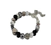 crayfomo Noir Obsidienne Chevalier Perlé bracelet Noir Onyx Pierre Perlé Bracelet Raffiné Bijoux Artisanaux pour Hommes