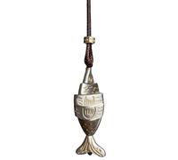crayfomo Nouveau Style chinois Vintage pendentif collier, symbole de l'abondance chanceux ton argent collier avec cordon marron, collier de charme de sculpté rétro pour un usage