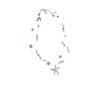 crayfomo Océan collier perlé pour femme, étoile de mer Charm Accent, bleu doux et teintes de perles, longueur réglable, Style Bohème