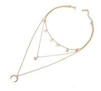 crayfomo Or étoile lune couches collier pour les femmes multi-couche céleste bijoux ensemble bijoux accessoires cadeau