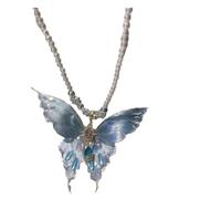 crayfomo Papillon bleu collier délicat papillon mignon perle pendentif collier anniversaire ou cadeau d'anniversaire pour les amateurs de papillon, bijoux pour les femmes