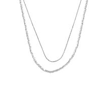 crayfomo Plaqué argent Cuivre Couches Colliers Double Strand Mousseux Écrasé Argent Perle Choker Dainty Réglable Collier Empilé pour les Femmes