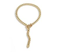 crayfomo Plaqué or Chunky Gourmette Lariat, 60cm réglable en forme de Y Zip-Tie Style collier, gras déclaration en couches lien cubain pour les femmes