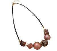 crayfomo Rotin rétro boule géométrique acrylique perle collier, style rétro personnalisé accessoire, adapté pour plusieurs scénarios, fort sens de conception pour mettre en évidence le goût, unisexe