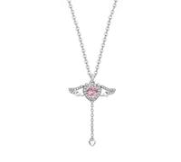 crayfomo Titane acier ange aile coeur collier Pierre de naissance ange aile collier ange gardien pendentif collier coeur bijoux première Communion baptême cadeaux pour les femmes filles