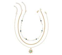 crayfomo Vintage octogonale étoile pendentif collier oeil du diable Imitation perle bijoux en couches accessoire adapté pour le Festival, fêtes, travail et vie quotidienne
