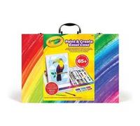 CRAYOLA Coffret Chevalet Peins & Crée : 12 peintures, 16 aquarelles, 11 crayons aquarellables, 4 pinceaux, 2 crayons de cire blancs, autocollants, Âge : 4-10 Ans