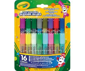 Crayola - 16 mini colles pailletées lavables, dès 3 ans | 16 couleurs, Mettez des paillettes dans vos vies, 16 couleurs différentes, Un accessoire pratique, À l'école ou chez vous