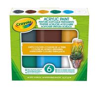 CRAYOLA 6 Gouaches acryliques, Couleurs de la Terre, en pots refermables | 6 couleurs, Couleurs de la terre, Gouaches acryliques en pots de 59 ml avec bouchon, Gris, marron, ocre, vert, azur, blanc