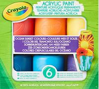 Crayola Kit créatif Peintures acryliques Mer et Soleil – 6 pots refermables, prêtes à l'emploi