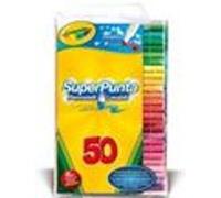 Crayola Marqueurs lavables SuperTips 50 couleurs Pointe moyenne Encre lavable 7555