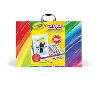 CRAYOLA Coffret Chevalet Peins & Crée : 12 peintures, 16 aquarelles, 11 crayons aquarellables, 4 pinceaux, 2 crayons de cire blancs, autocollants, Âge : 4-10 Ans