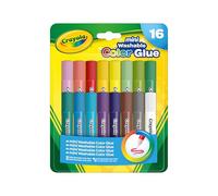 CRAYOLA - Colles Colorées Lavables, Lot de 16 Mini Tubes de 6ml avec Bec Doseur, pour Loisirs Créatifs à l'École et à la Maison, Couleurs Assorties