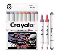 CRAYOLA Color Collections Marqueurs Alcool Double Pointe - Sunset Glow 8 pcs, Pointe Fine et Biseautee, Coloriage Adulte, 14+