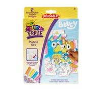 Crayola Color & Erase Bluey Puzzle Set 12 pi ces de puzzle colorier r utilisables double face pour enfants, cadeau Bluey pour les enfants de 3