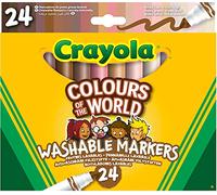 CRAYOLA Colours of The World Lot de 24 marqueurs lavables - Couleurs Assorties Qui représentent Les Tons de Peau du Monde Entier | Idéal pour Les Enfants à partir de 3 Ans