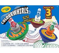 Crayola – ColourWhirls, coffret 3 toupies couleurs assorties, jeu à partir de 6 ans – 74-7647