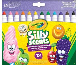 CRAYOLA - Feutres à colorier lavables parfumés, Silly Scents, 12 Unité (58 | 12 Couleurs, Feutres aux odeurs rigolotes et gourmandes, Pointe large idéale pour le coloriage, Donne vie à la créativité