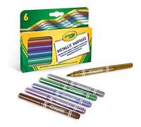 CRAYOLA- Feutres effets métallisés, set de 6 pièces, couleurs assorties, pour les projets créatifs à la maison comme à l'école, 58-8828